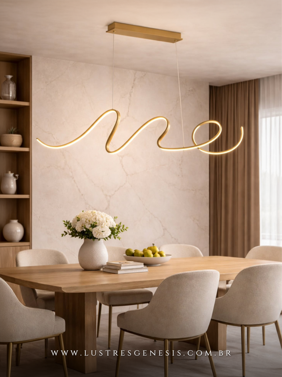 Lustre Pendente de LED Moderno 160cm Dourado Lustres Genesis loja online de Lustres e Iluminação Decorativa